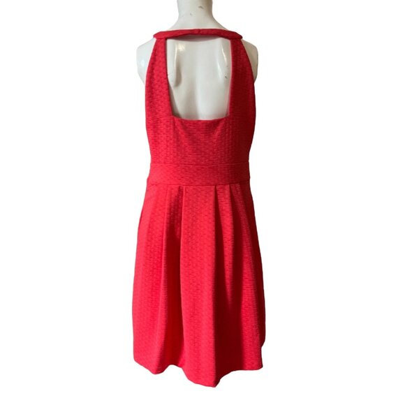 Jessica Simpson Coral Fit & Flare Dress Sz 8 (Medium) Womens Orange Zip Front Cu - Picture 13 of 14